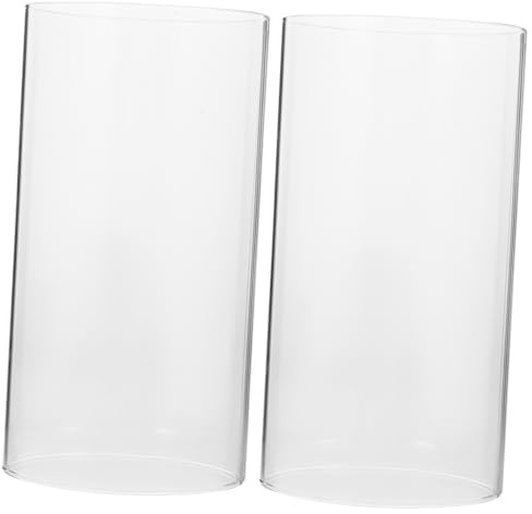 HOLIDYOYO 2er Set Transparenter Glaskerzenhalter - Windlichtglas Ohne Boden - 8cm Durchmesser Glaszylinder Für Tischdekorationen Hochzeitszeremonie Party Mittelstück Ersatzglas Für
