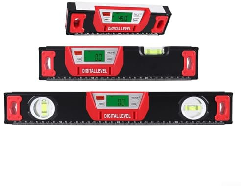 HEBEOT Hochgenaue digitale Wasserwaage aus Aluminiumlegierung, wasserdicht, magnetisch, elektrische Wasserwaage, großes LED-Display, automatische Abschaltung (30 cm)