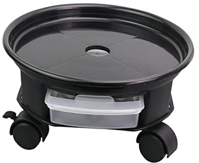 MOBUTOFU Portavaso Rotondo con Ruote e Cassetto Base Rimovibile per Vasi da Giardino Nero
