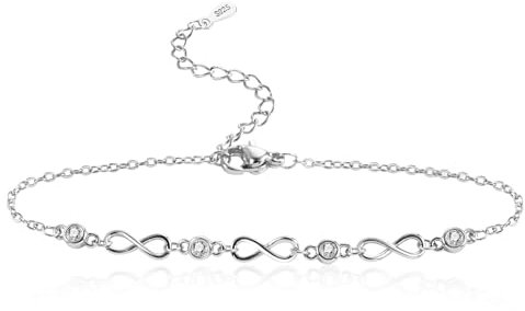 ALEXCRAFT Silber 925 Armband für Damen - Unendlichkeit Silber Armband Verstellbare Armband mit Zirkonia Infinity Armschmuck Silber Freundschafts Armband Geschenke für Frauen und Mädchen 17+5cm