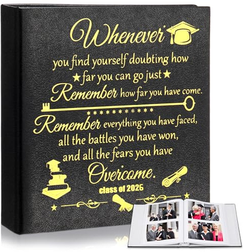 ReliThick Graduation Photo Album Holds 200 Pcs 4 x 6 Inch Photo 2026 Leather Album with Front Window Memory Scrapbook for Holiday Christmas Gift College High School Graduate Gift (Fresh)