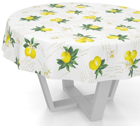 ANRO Wachstuchtischdecke Wachstuch Tischdecke abwaschbar Wachstischdecke Gartentischdecke Rund Oval Eckig Rund 120cm Schnittkante Zitronen