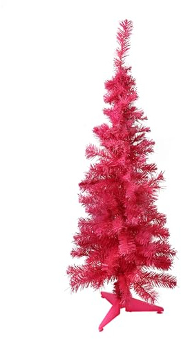 DIVCHI Christmas Tree, Pink, 4ft | 130 Branch, Artificial Pine Tree, Plastic Stand, Realistic Branches, Indoor And Outdoor