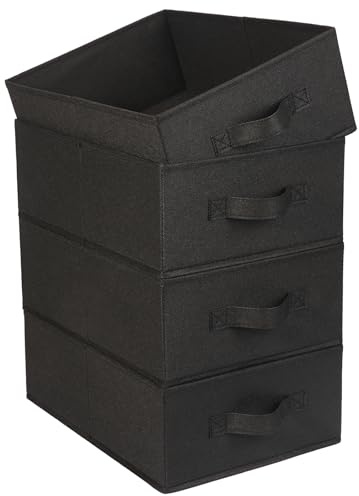 OVAKIA Aufbewahrungsboxen Stoff Groß Schubladen Organizer für Kleidung | 4er Set, 39 x 28 x 14 cm faltbare stabil aufbewahrungswürfel für kleiderschrank unterwäsche usw
