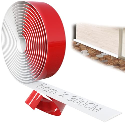 TXXATX 300 cm x 5 cm övergångsprofil självhäftande övergångslist golv vit övergångslist självhäftande vinyl övergångsskena självhäftande dörrtrösklar list för kakel laminat golv matta