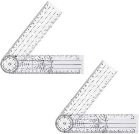 AEIOPRS 2 Pcs PVC Medizinischer Winkelmesser Goniometer für Physiotherapie und Sporttherapie Transparenter Gelenkmesser Spinal Lineal Winkellineal 360° Winkel 38cm