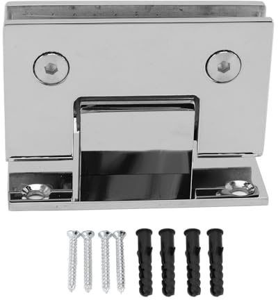 Glass Door Hinge, No Drill Self Closing 90 Degree Replacement Hinge for Shower Enclosure 8 to 12mm Frameless Glass Stainless Steel 1 Pack