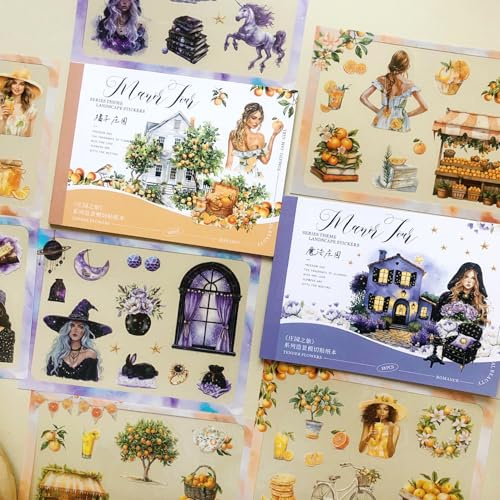 Scrapbooking Stickers，280Pcs/36 Blätter Magie und Hexen Journal Zubehör Stickers Dekorative Scrapbooking Aufkleber für Album, Kalender, Journaling(Manor House Travel 2)