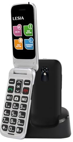 LESIA Telefono Cellulare per Anziani con Tasti Grandi, 4G Telefoni Cellulari a Conchiglia per Persone Anziane, Volume alto, Funzione SOS, 2.4 display,1300mAh Batteria, Flip LTE
