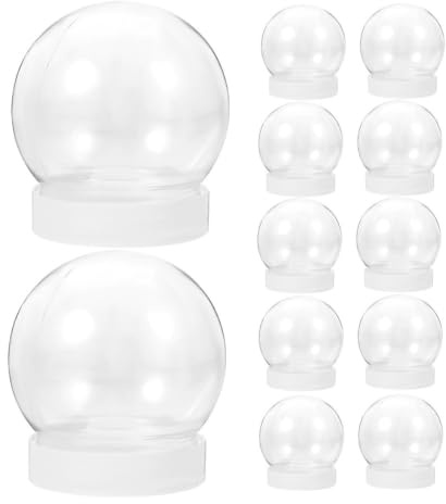 Homoyoyo Schneekugeln Aus Kunststoff 12 Stück DIY-Schneekugeln Leere Kugeln Zum Basteln Durchsichtige Plastikkugeln Für Weihnachtsbasteln Pflanzen Blumen Moos Landschaft