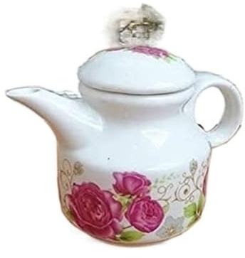 ATMRC Distributeur d'huile et de vinaigre Bouteille de vinaigre de Table en Porcelaine à Fleurs 350ml, Liquide de dîner avec Bouchon Anti-poussière et Fuite Cuisson
