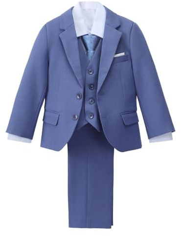 Lito Angels Traje Slim 5 Piezas para Niño, 4 Colores, 2-7 Años | Conjunto 5 piezas slim, Blazer, Camisa blanca, Chaleco, Pantalón ajustable, Corbata, Boda, Bautizo, Graduación