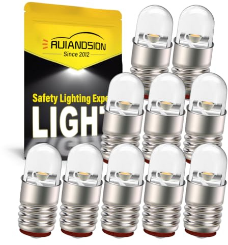 Ruiandsion Lot de 10 ampoules LED E5 Blanc chaud 6 V E5 E5.5 Culot à vis pour feux de train
