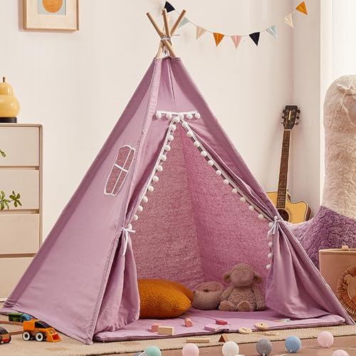 Tipi Zelt für Kinder, klassisches indisches Spielzelt für Kinder, Spielhaus für drinnen & draußen, Für Wohnzimmer, Kinderzimmer, Schlafzimmer, Camping (D, 1.1CM)