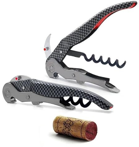Cavatappi Professionale ClickCut Monza Pulltex, Effetto Carbonio, Doppia Leva Retrattile, per Tutti i Tipi di Tappi