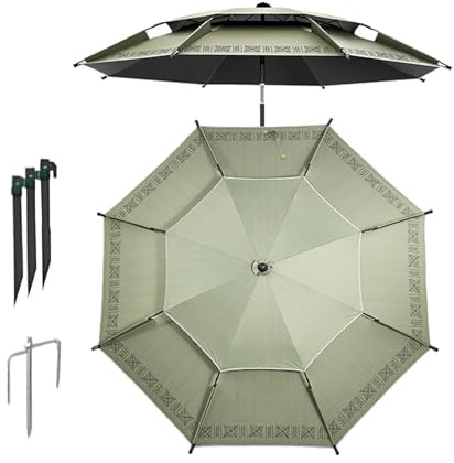 Ombrelloni da Patio, Ombrellone Leggero da 2,1 M/6,88 Piedi, Ombrelloni da Pesca Sportivi all'Aria Aperta a Doppio Strato, Direzione Regolabile a 360 °(2.5M/8.2ft)