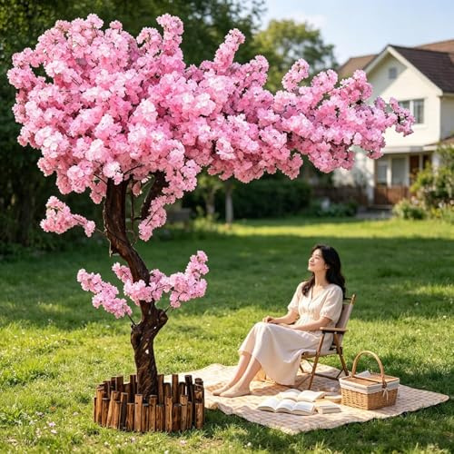 Grandes Plantas De Cerezo En Flor Árboles Artificiales De Cerezo En Flor, Árbol Artificial De Los Deseos para Decoración DIY Interior/Exterior, Bodas Interiores Y Exteriores,1.8x1.5m/5.9x4.9ft