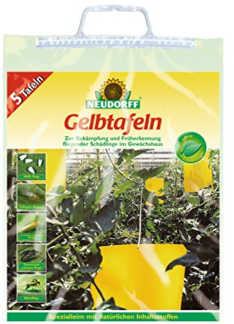 NEUDORFF - Gelbtafeln (großformatig) 5 Stück | Mit Draht zum Befestigen, Für Gewächshaus, Für Wintergarten
