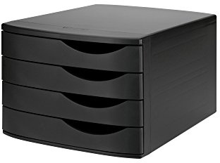 Djois, 2686374299 – Schubladenbox A4 4 Fächern, Recyclingmaterial, Schwarz | Schubladenbox A4 4 Fächern, Schwarz, zum Organisieren, Schützen und Präsentieren von Dokumenten im professionellen Einsatz