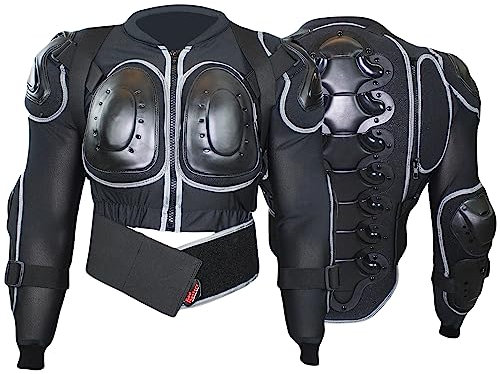 German Wear Protektorenjacke Damen & Herren für Motorrad Motocross ATV Skatebording Quad Scooter MTB Enduro Reiten Protektoren - Atmungaktiv 2in1 Jacke mit abnehmbar Rückenprotektor - Schwarz - L