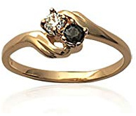 Bague Plaque Or Femme Sertie de 2 Pierres : Oxyde de Zirconium et Saphir