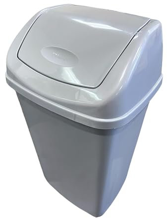 Chabrias Ltd 25L Swing Top Bin - Grey Plastic Rubbish Bin with Lid for Kitchen, Bathroom, Office & Utility Rooms - Compact Waste Bin with Easy-Clean Design, Removable Top & Odour-Reducing Swing Lid