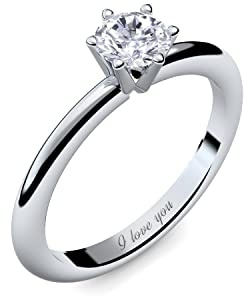 Verlobungsring mit Gravur Silber 925 mit Zirkonia Stein, Antragsring | Etui mit I love you Gravur Heiratsantrag Geschenk-Idee Silberring Zirkonia Damen-Ring Frauen AM195SS925ZIFA-6