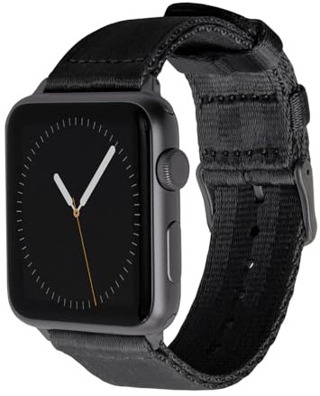 Archer Watch Straps - Uhrenarmbänder aus Nylon-Sitzgurtmaterial für Apple Watch (Schwarz/Space Grau, 40/41/42mm)