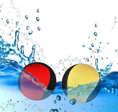 MAKFORT 2 Pcs Balle rebondissante d'eau de pour la Piscine et la mer Jeu de Sports Aquatiques d'amusement pour Adolescents Adultes la Famille et Les Amis(Rouge + Jaune)