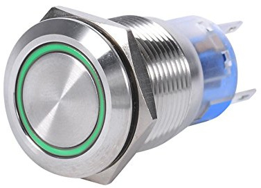 Yosoo Health Gear Robuster 12V LED Selbstsichernder Wasserdichter Drucktastenschalter, Grün, 19mm Montageloch, IP67 Zertifiziert, Vibrationsfest, für Auto Boot Wohnmobil