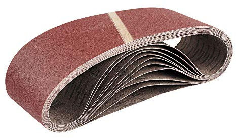 30 nastri abrasivi in tessuto, 75 x 533 mm, 6 x grana 40-60 - 80-120 - 180, per levigatrice a nastro, carta vetrata, set di nastri abrasivi.