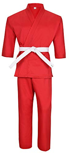 MACS Karate gi Martial Arts Elastic Drawstring Karate Uniform For Kids & Adult Lightweight Student Gi with Free Belt 000 (3'5-3'8/35 lbs)