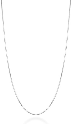 Miabella Italian 925 Sterling Silver or 18K Gold Plated Silver Thin 1mm Box Chain Necklace for Women, Made in Italy (SI, Length 20 Inches)