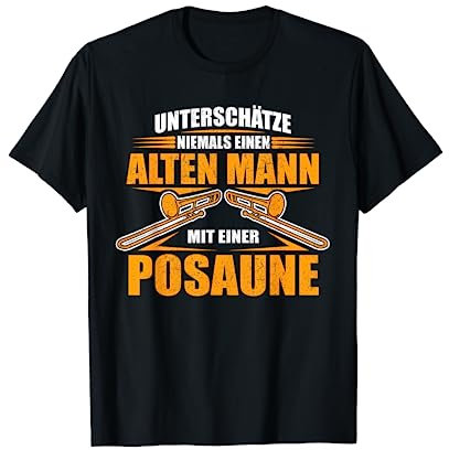 Posaunenspieler Design Posaune Instrument Musik - Herren - T-Shirt - Schwarz - S - Halbarm - Klassische Passform - Crew-Ausschnitt - Mit Posaune-Motiv - Weihnachten, Vatertag, Geburtstag
