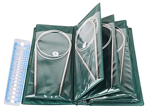 Coopay Edelstahl Rundstricknadeln 40 cm, 11 Stück Rundstricknadel Set mit Etui und Nadellehre, Kurze Rundstricknadel für Anfänger, Rundstricknadeln für Socken, Ärmel, Ausschnitte oder Kleine Projekte