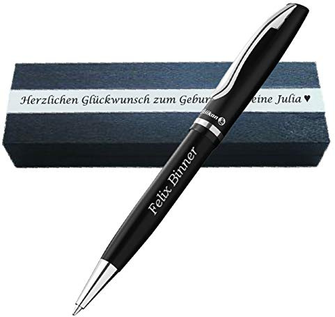 Pelikan - Kugelschreiber mit Gravur inkl. Geschenkbox als Geschenk & Wunschsymbol Jazz Elegance Black PS43Box2