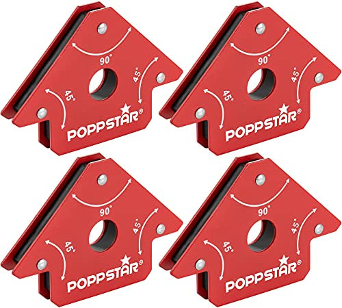 Poppstar Schweißmagnet (Schweißwinkel Haftkraft 11,3 kg - 45/90/135°), rot, 4 Stück