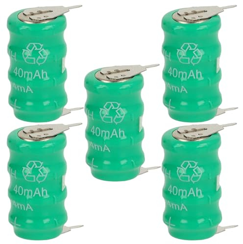 vhbw 5X NiMH Ersatz Knopfzellen-Akku Typ V40H 2-Pins 40mAh 4,8V kompatibel mit Modellbau-Akkus, Solar-Leuchten UVM.