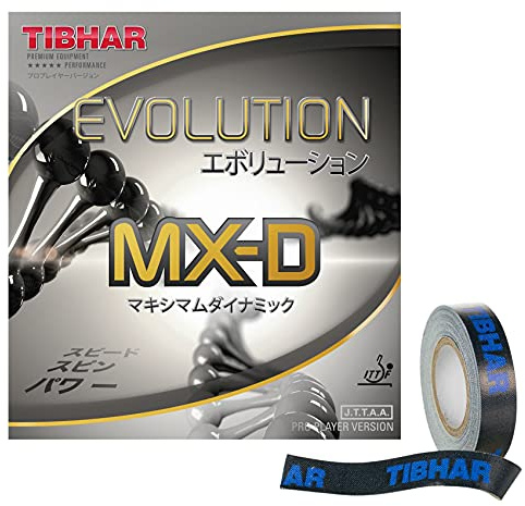 Tibhar Tischtennis-Belag Evolution MX-D + Kantenband | Härtegrad: 50.3~52.3 | roter, grobporiger Schwamm