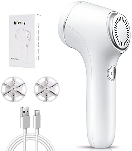 Fabric Shaver and Lint Remover - Rechargeable Fabric Remover, Sweater Shaver for Clothes and Furniture Adapter or Sweater Shaver Removing Fleece Fuzz (White)