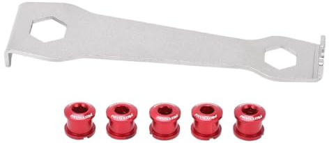 Juego de Tornillos Y Llave de Plato, Tornillos de Plato ¡§2Nico Resistentes a la Corrosi¡§?n con Llave de Montaje para Plato ¡§2Nico de Bicicleta de Carretera(Rojo),Bicicletas