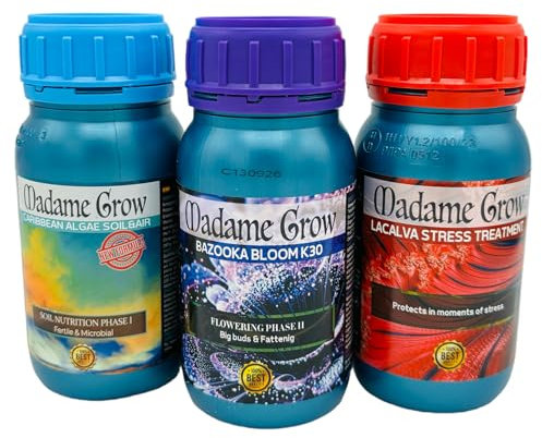 MADAME GROW - Engrais Organique - Plantes 420 - FLORAISON - PROTECTION - TIGER BUD - (3 x 250 ml)