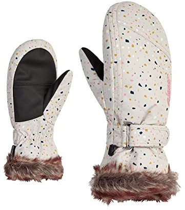 Ziener Mädchen LED Ski-Fäustling/Wintersport | warm, atmungsaktiv, terazzo Print, 7,5