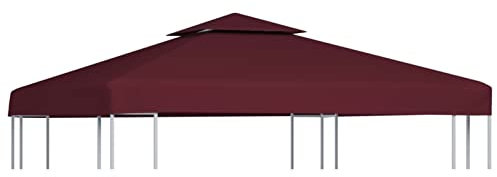 GuyAna Pavillon-Dachplane mit Kaminabzug 310 g/m² 3x3 m Weinrot Gartenpavillon Winterfest