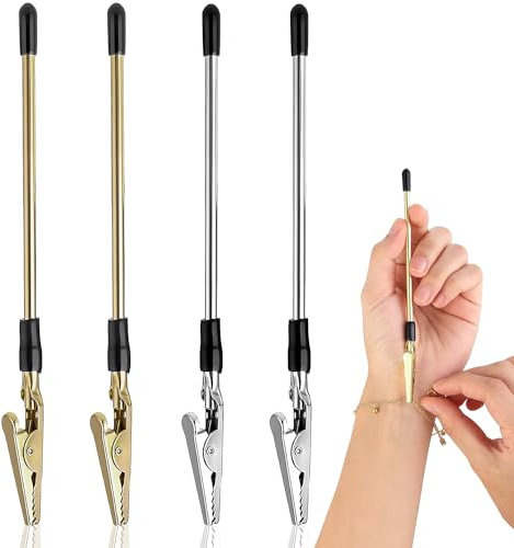 ZEACCT 4 Pcs Jewelry Helper, Bracelet Jewelry Helper Tool, Bracelet Tools, Bracelet Clasps Closures Helper, for Bracelet Keychain Watch (Silver and Rose Gold)