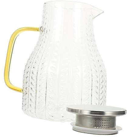 VINTORKY Große Kapazität Glaskaraffe Wasserkrug Für Kalte Getränke Elegantes Design - Für Zuhause Und Partys Für Saft Oder Tee