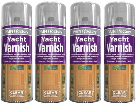 YSAMAX 400ML All Purpose Yacht Varnish Spray, Professional Gloss Finish, Adhesion Excellent Coverage, Interior and Exterior Application, Quick Spraying Operation, (4PCS)