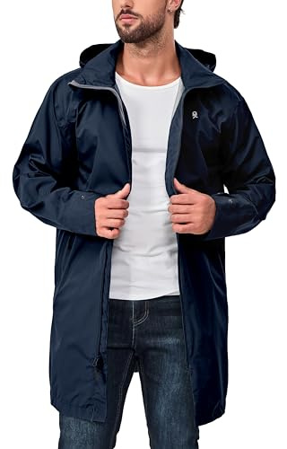 Little Donkey Andy Regenjacke Herren Wasserdicht Atmungsaktive Regenjacke Leichte Winddicht Outdoor leichte Regen Shell Berg Windbreaker langer Mantel für Wandern, Golf, Reisen