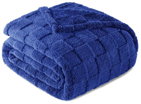 Exclusivo Mezcla Kuscheldecke Flauschig 150x200 cm Fleecedecke Sofadecke | Weich, Leicht, Atmungsaktiv, Karierte Decke, Bett, Sofa, kuschelig, Wohndecke, Bettüberwurf, alle Jahreszeiten, Kobaltblau