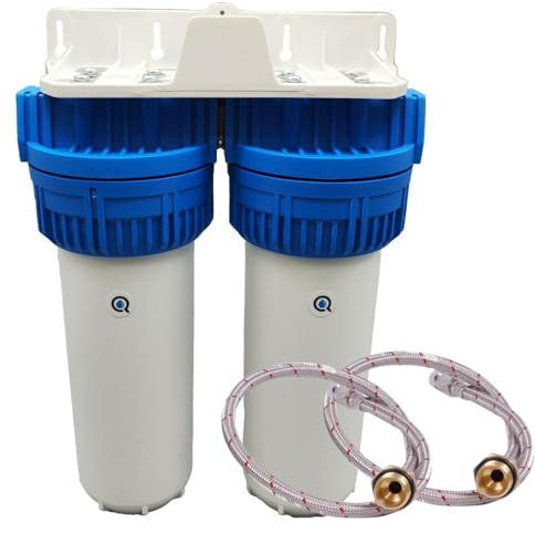 WatPass Profi® DUO-Wasserfiltergehäuse & Anschlussset | zweistufiges, professionelles Filtersystem aus Trinkwasser konformnen Polypropylen mit hoher Druckstabilität